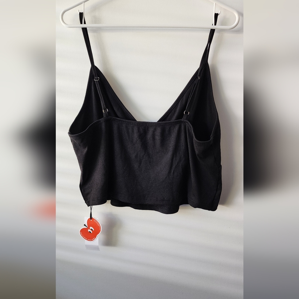 Cider Black Crop Top‎ Ribbed Crossover - Picture 4 of 9